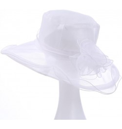 Women Kentucky Derby Organza Fascinator Floral Veil Mesh Sun Hat Church Hat for Bridal Wedding Cocktail Party Flower White $1...