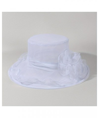 Women Kentucky Derby Organza Fascinator Floral Veil Mesh Sun Hat Church Hat for Bridal Wedding Cocktail Party Flower White $1...