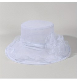 Women Kentucky Derby Organza Fascinator Floral Veil Mesh Sun Hat Church Hat for Bridal Wedding Cocktail Party Flower White $1...