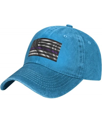 Silk Style United States Thin Purple Line Flag Baseball Cap for Men Women Hats Adjustable Vintage Cowboy Hat Sun Hat Blue $12...