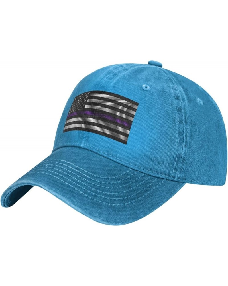 Silk Style United States Thin Purple Line Flag Baseball Cap for Men Women Hats Adjustable Vintage Cowboy Hat Sun Hat Blue $12...