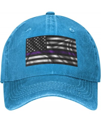 Silk Style United States Thin Purple Line Flag Baseball Cap for Men Women Hats Adjustable Vintage Cowboy Hat Sun Hat Blue $12...