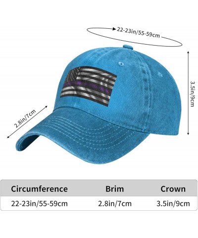 Silk Style United States Thin Purple Line Flag Baseball Cap for Men Women Hats Adjustable Vintage Cowboy Hat Sun Hat Blue $12...