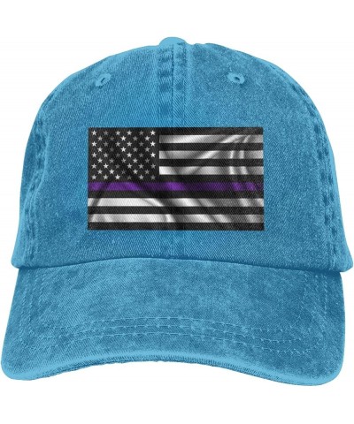 Silk Style United States Thin Purple Line Flag Baseball Cap for Men Women Hats Adjustable Vintage Cowboy Hat Sun Hat Blue $12...