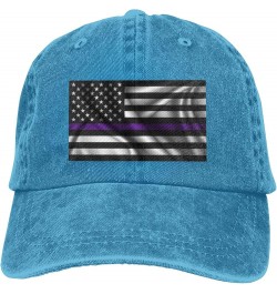 Silk Style United States Thin Purple Line Flag Baseball Cap for Men Women Hats Adjustable Vintage Cowboy Hat Sun Hat Blue $12...