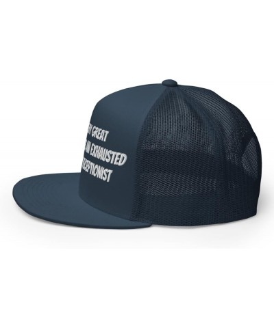 Vet Receptionist Trucker Cap, Behind Every Great Veterinarian is an Exhausted Veterinary Receptionist- Embroidery Navy $22.72...