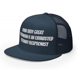 Vet Receptionist Trucker Cap, Behind Every Great Veterinarian is an Exhausted Veterinary Receptionist- Embroidery Navy $22.72...