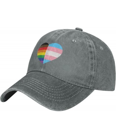 LGBT Rainbow and Transgender Pride Flag Cowboy Cap Adjustable Washable Cowboy Baseball Hat Unisex Black Gray $16.38 Cowboy Hats