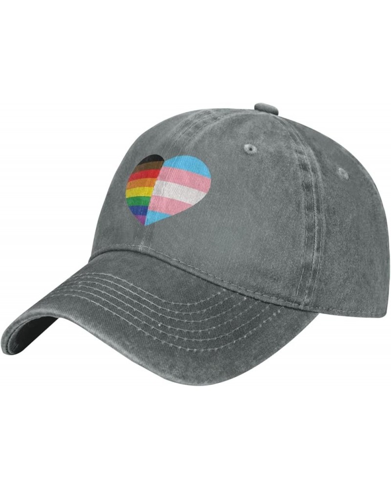 LGBT Rainbow and Transgender Pride Flag Cowboy Cap Adjustable Washable Cowboy Baseball Hat Unisex Black Gray $16.38 Cowboy Hats