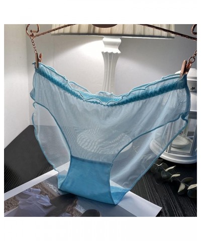 Outfits Cute Transparent Panties Lightweight Breathable Lace Pure Crotch Low Waist Briefs I Love Daddy Lingerie Light Blue- U...