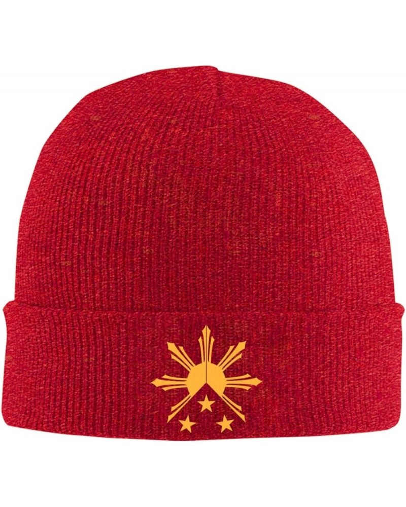 Tribal Philippines Filipino Sun and Stars Flag Cozy Knitted Hat for Winter - Warm Comfort Black Red $10.62 Skullies & Beanies