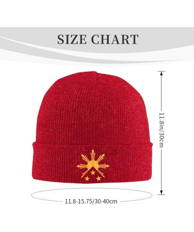 Tribal Philippines Filipino Sun and Stars Flag Cozy Knitted Hat for Winter - Warm Comfort Black Red $10.62 Skullies & Beanies