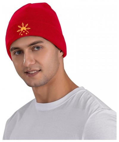 Tribal Philippines Filipino Sun and Stars Flag Cozy Knitted Hat for Winter - Warm Comfort Black Red $10.62 Skullies & Beanies