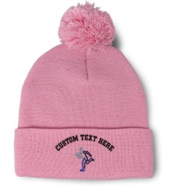 Pom Pom Beanies for Women Track Runner Embroidery Skull Cap Tracking Winter Hats for Men Acrylic 1 Size Soft Pink Personalize...