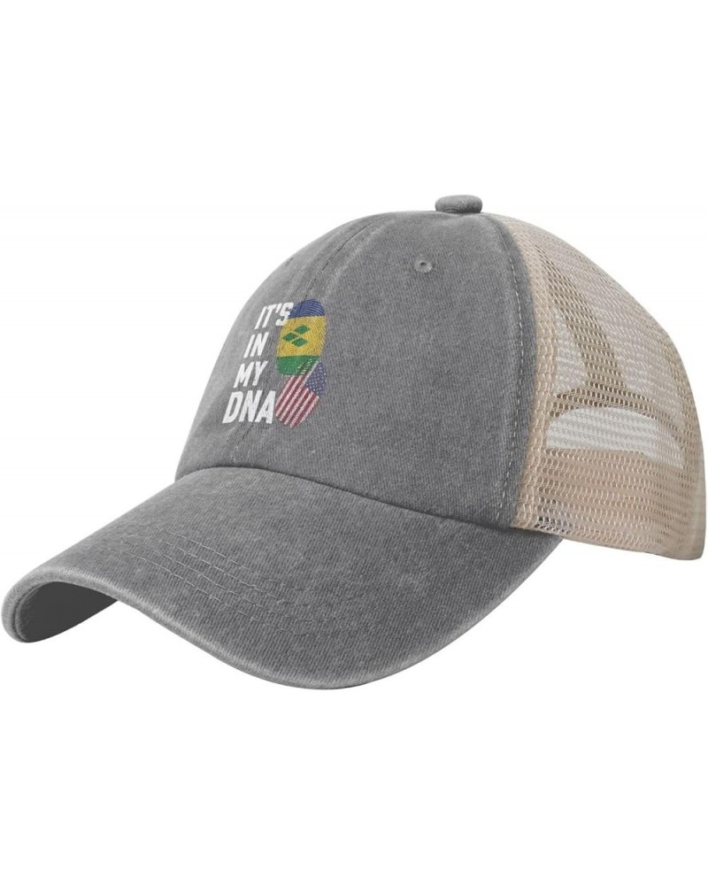 Saint Vincent and The Grenadines It's in My DNA Baseball Cap Women Men Mesh Back Hats Vintage Cowboy Hat Dad Caps Gray $13.72...