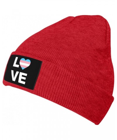 Transgender Pride Flag Love LGBTQ Warm Knit Hat Cap Fashion for Men Women Red $10.15 Skullies & Beanies