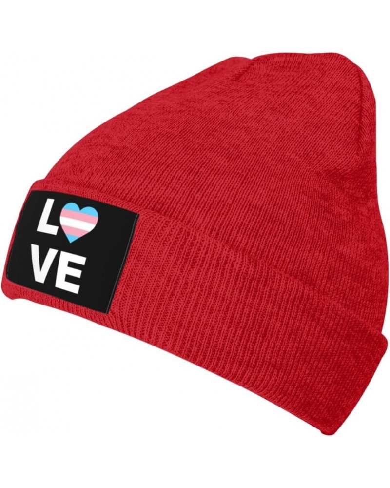 Transgender Pride Flag Love LGBTQ Warm Knit Hat Cap Fashion for Men Women Red $10.15 Skullies & Beanies