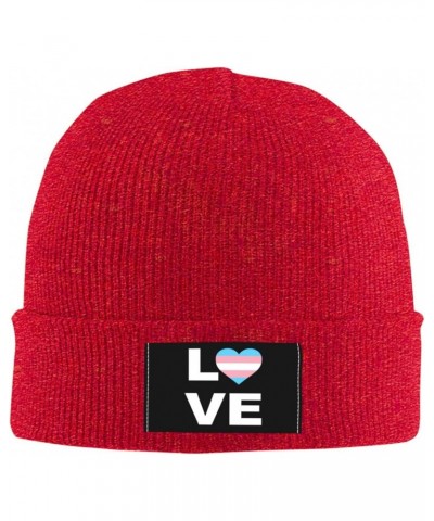 Transgender Pride Flag Love LGBTQ Warm Knit Hat Cap Fashion for Men Women Red $10.15 Skullies & Beanies