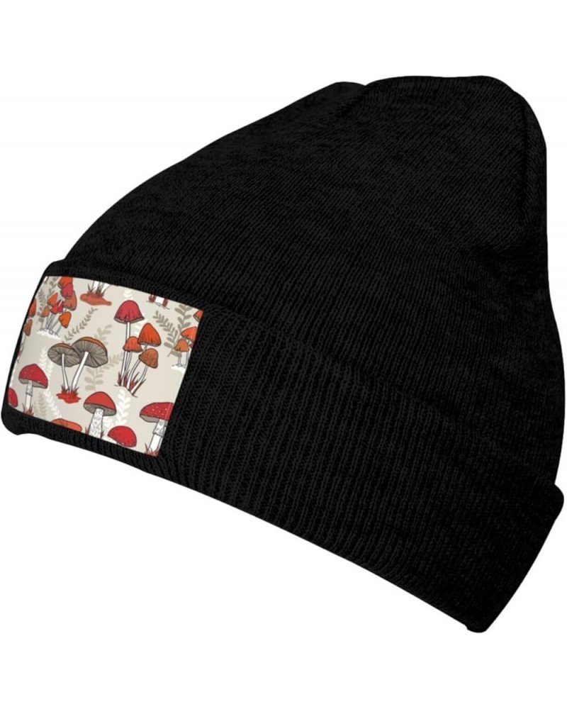 Red Mushrooms Print Skullies Beanies Thin Bonnet Cap Autumn Winter Casual Hat Outdoor Ski Knit Cap Black $10.75 Skullies & Be...