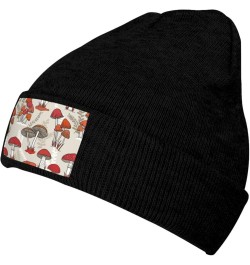 Red Mushrooms Print Skullies Beanies Thin Bonnet Cap Autumn Winter Casual Hat Outdoor Ski Knit Cap Black $10.75 Skullies & Be...