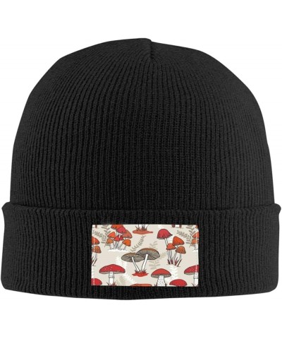 Red Mushrooms Print Skullies Beanies Thin Bonnet Cap Autumn Winter Casual Hat Outdoor Ski Knit Cap Black $10.75 Skullies & Be...