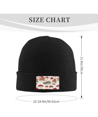 Red Mushrooms Print Skullies Beanies Thin Bonnet Cap Autumn Winter Casual Hat Outdoor Ski Knit Cap Black $10.75 Skullies & Be...