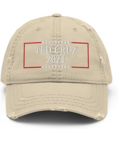 Ted Cruz 2024 Hat (Embroidered Distressed Dad Cap) Ted Cruz for President Hats Khaki $15.30 Baseball Caps