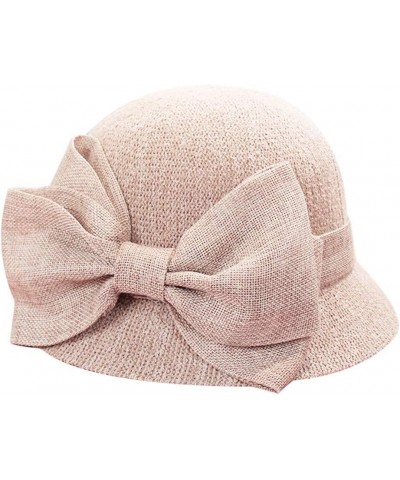 Women Girl Tea Party Fascinator Hat, Women's Church Derby Hat Wide Brim Summer Sun Hat Cloche Bucket Bowler Hat Pink 6 $13.81...