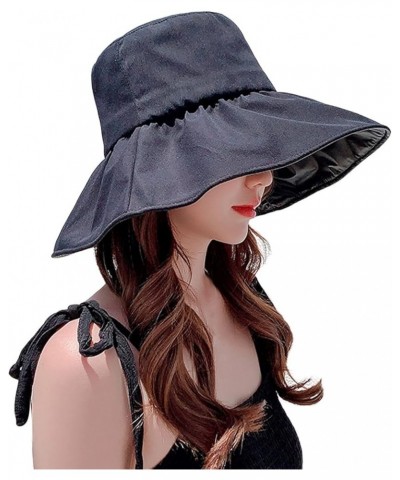 Women's Empty Top Sun Hat Summer Leisure Travel Anti Large Eaves Sunscreen Black Rubber Fisherman Hat River Hot Pink $13.09 S...