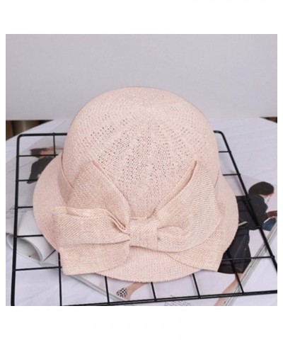 Women Girl Tea Party Fascinator Hat, Women's Church Derby Hat Wide Brim Summer Sun Hat Cloche Bucket Bowler Hat Pink 6 $13.81...