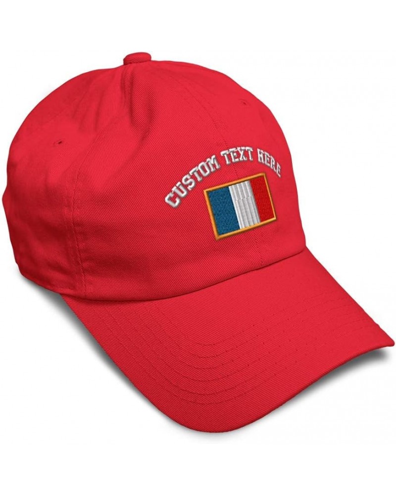 Soft Baseball Cap France Europe Football Cup Dad Hats for Men & Women Red Personalized Text Here $15.89 Baseball Caps