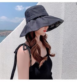 Women's Empty Top Sun Hat Summer Leisure Travel Anti Large Eaves Sunscreen Black Rubber Fisherman Hat River Hot Pink $13.09 S...