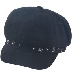 Unique Octagonal Cap Stylish Peaked Cap Japanese Style Sun Hat Daily Casual Hat Creative Beret Hat Black $9.55 Berets