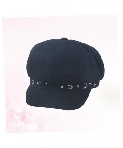 Unique Octagonal Cap Stylish Peaked Cap Japanese Style Sun Hat Daily Casual Hat Creative Beret Hat Black $9.55 Berets