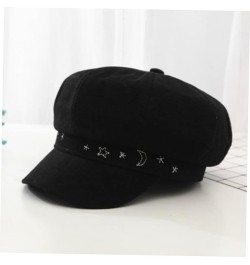 Unique Octagonal Cap Stylish Peaked Cap Japanese Style Sun Hat Daily Casual Hat Creative Beret Hat Black $9.55 Berets