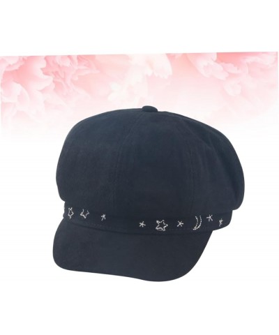 Unique Octagonal Cap Stylish Peaked Cap Japanese Style Sun Hat Daily Casual Hat Creative Beret Hat Black $9.55 Berets