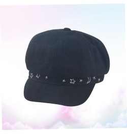 Unique Octagonal Cap Stylish Peaked Cap Japanese Style Sun Hat Daily Casual Hat Creative Beret Hat Black $9.55 Berets