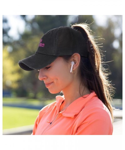 Womens Ponytail Cap The Bossy Bitch Cotton Distressed Trucker Hats Black Grey $15.11 Baseball Caps