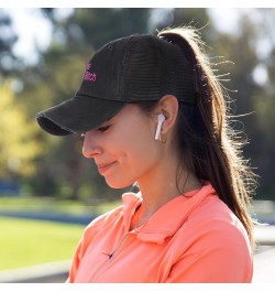 Womens Ponytail Cap The Bossy Bitch Cotton Distressed Trucker Hats Black Grey $15.11 Baseball Caps