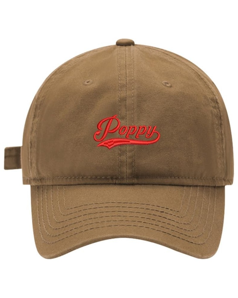 Mens Baseball Caps Embroidered Poppy Adjustable Dad Hat Washed Cotton Khaki $13.50 Baseball Caps