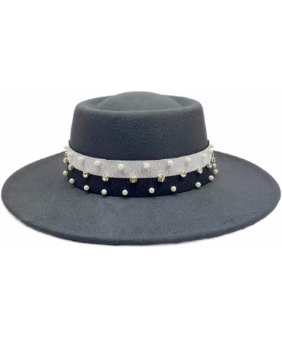 Women Vintage Wide Brim Warm Wool Fedora Hat Patckwork Belt Panama Hat Felt Jazz Hat Hat Winter Men Hat 56-58cm 03 $30.14 Fed...