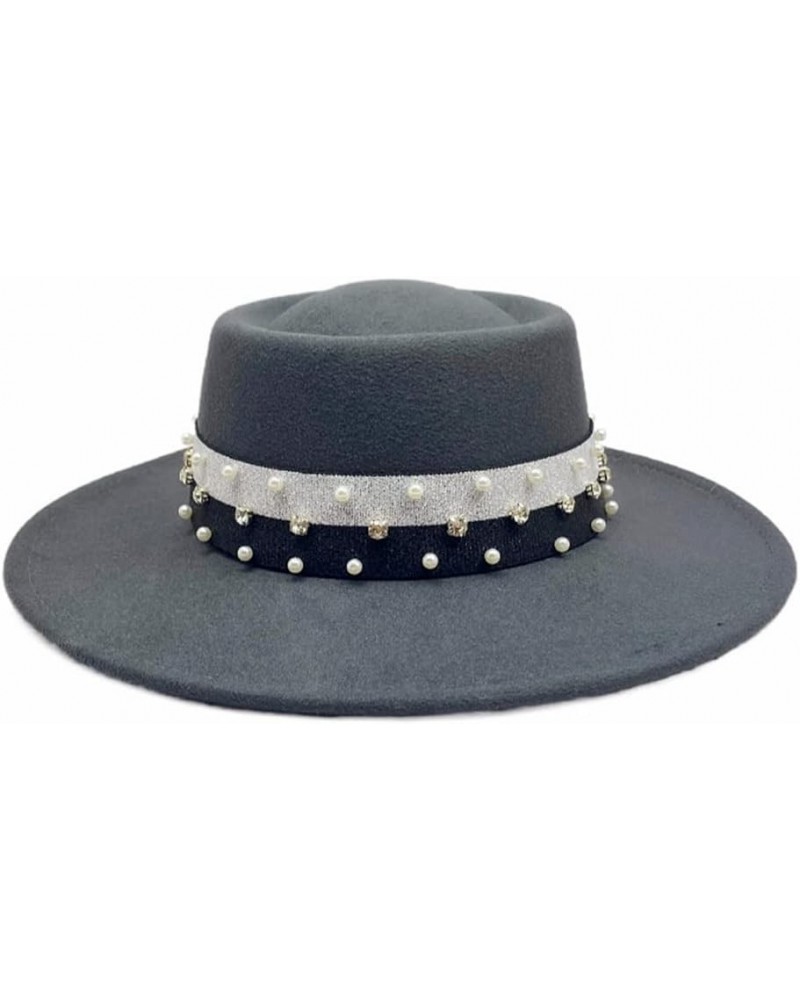 Women Vintage Wide Brim Warm Wool Fedora Hat Patckwork Belt Panama Hat Felt Jazz Hat Hat Winter Men Hat 56-58cm 03 $30.14 Fed...