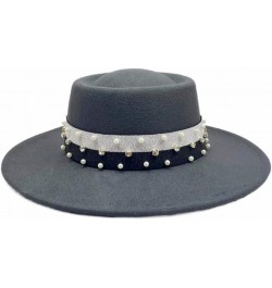 Women Vintage Wide Brim Warm Wool Fedora Hat Patckwork Belt Panama Hat Felt Jazz Hat Hat Winter Men Hat 56-58cm 03 $30.14 Fed...