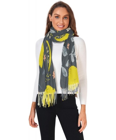 Scarves for Women Vintage Lemon Citrus Fruit Scarf Soft Shawl Wrap Winter Scarf with Tassels $12.74 Scarves