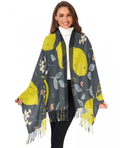 Scarves for Women Vintage Lemon Citrus Fruit Scarf Soft Shawl Wrap Winter Scarf with Tassels $12.74 Scarves