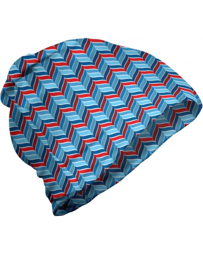 Unisex Beanie, 3D Style Blue Herringbone, Hiking Outdoors $12.40 Skullies & Beanies