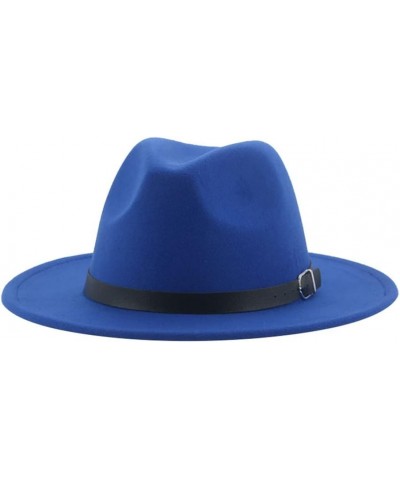 Hats for Women Fedora Hat Men Caps Solid Casual Dress Formal Vintage Wide Brim 62Cm Sombreros Sombreros Blue $15.85 Fedoras