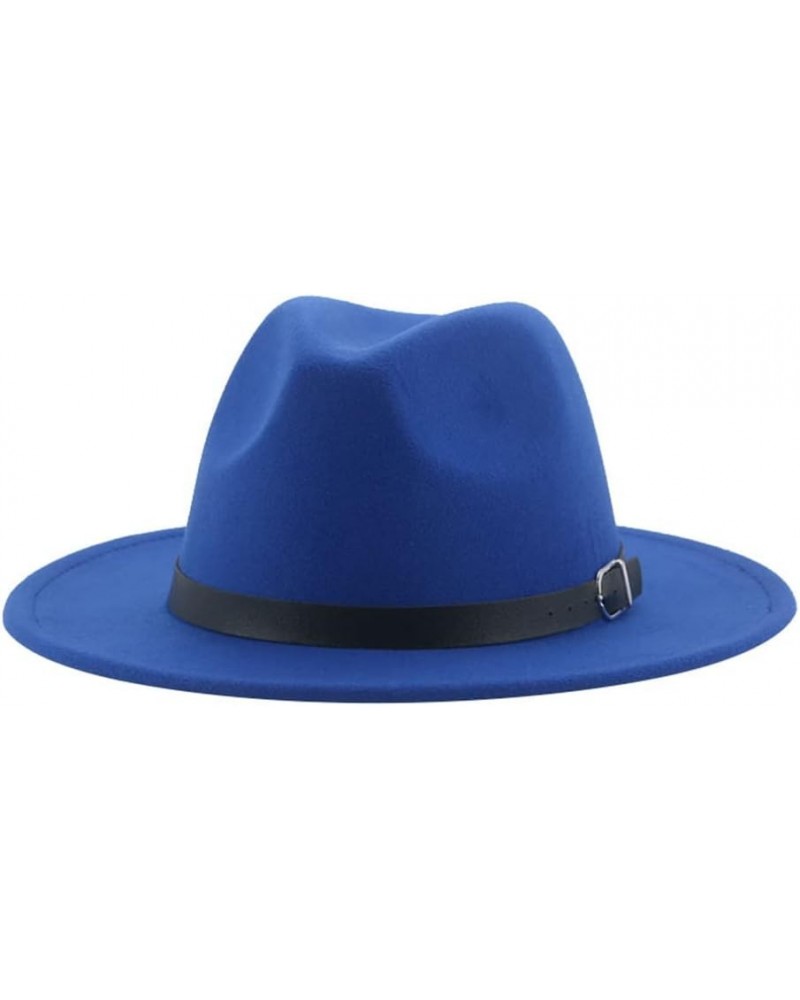 Hats for Women Fedora Hat Men Caps Solid Casual Dress Formal Vintage Wide Brim 62Cm Sombreros Sombreros Blue $15.85 Fedoras