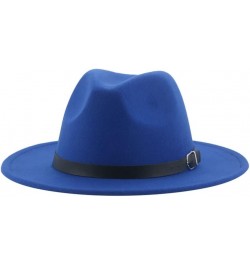 Hats for Women Fedora Hat Men Caps Solid Casual Dress Formal Vintage Wide Brim 62Cm Sombreros Sombreros Blue $15.85 Fedoras