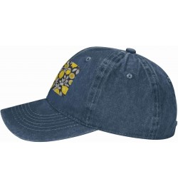 Lemon Fruit Pattern Print Washed Cowboy Baseball Cap for Adults Adjustable Caps Fashion Cap A Sun Hat Navy Blue $12.45 Baseba...